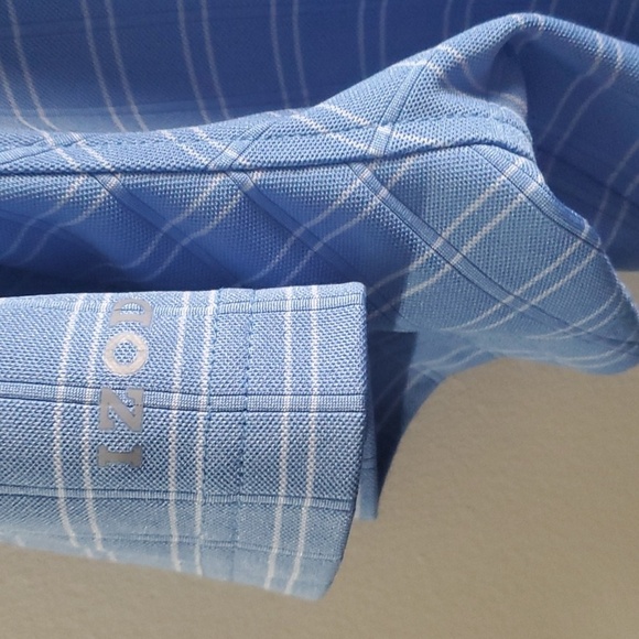 Izod GOLF Shirt Mens Size Xl X-large Blue White Striped Boxed Lines Polo… - Picture 9 of 14
